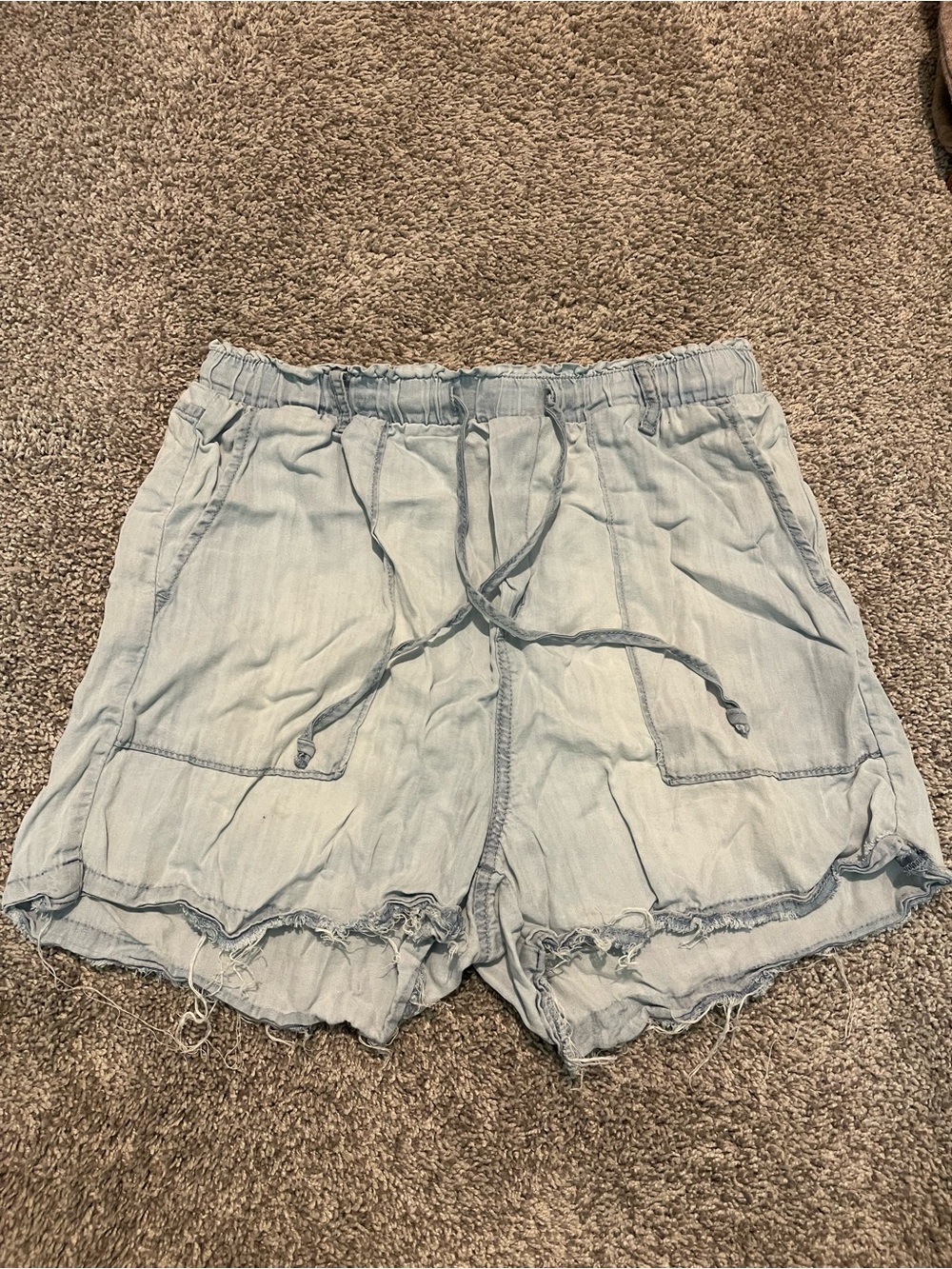 Dex Light Blue Drawstring Denim-Effect Women’s Shorts